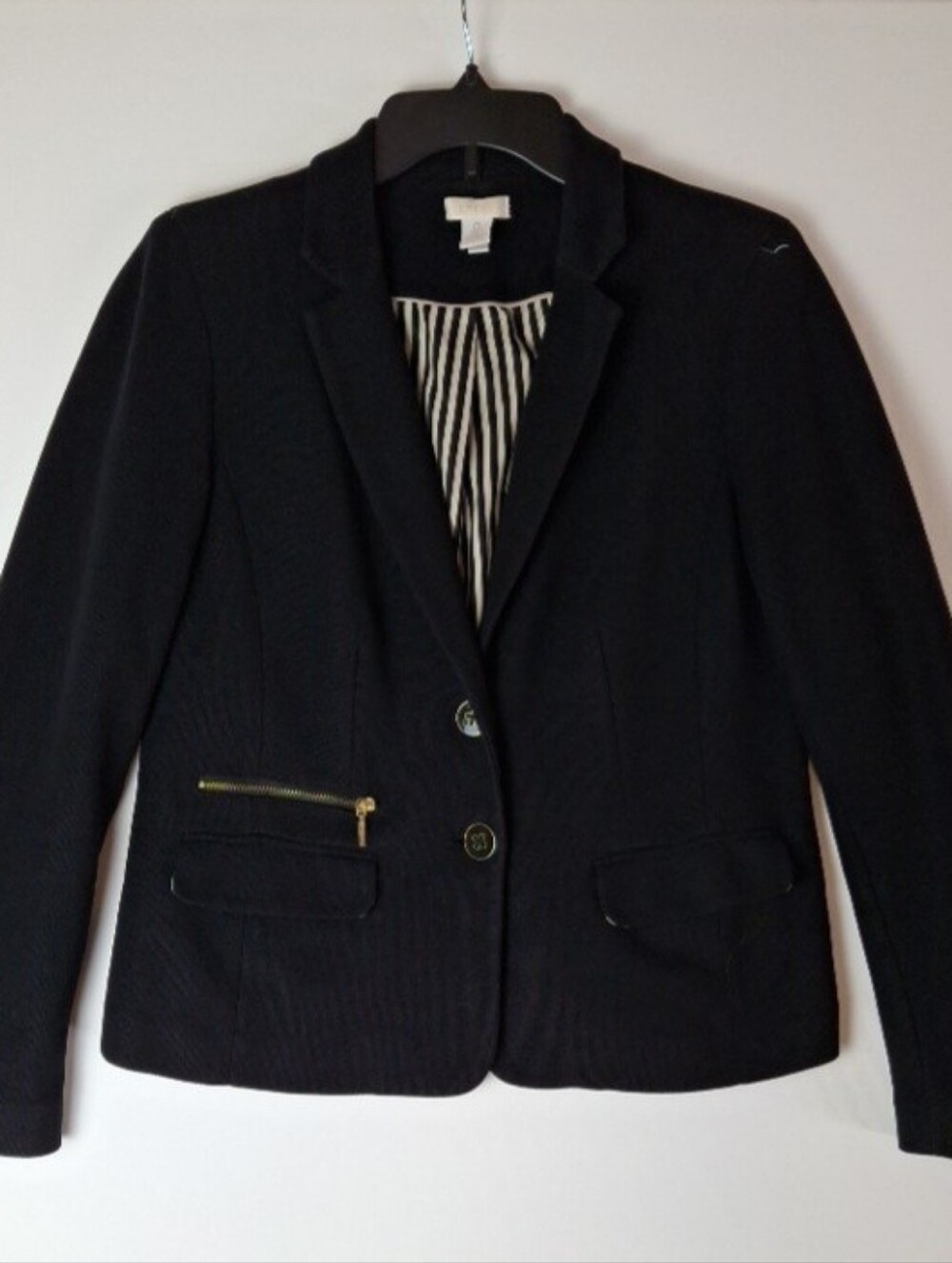 Chicos  100% Cotton Classic Black Women's Blazer Jacket -size 0